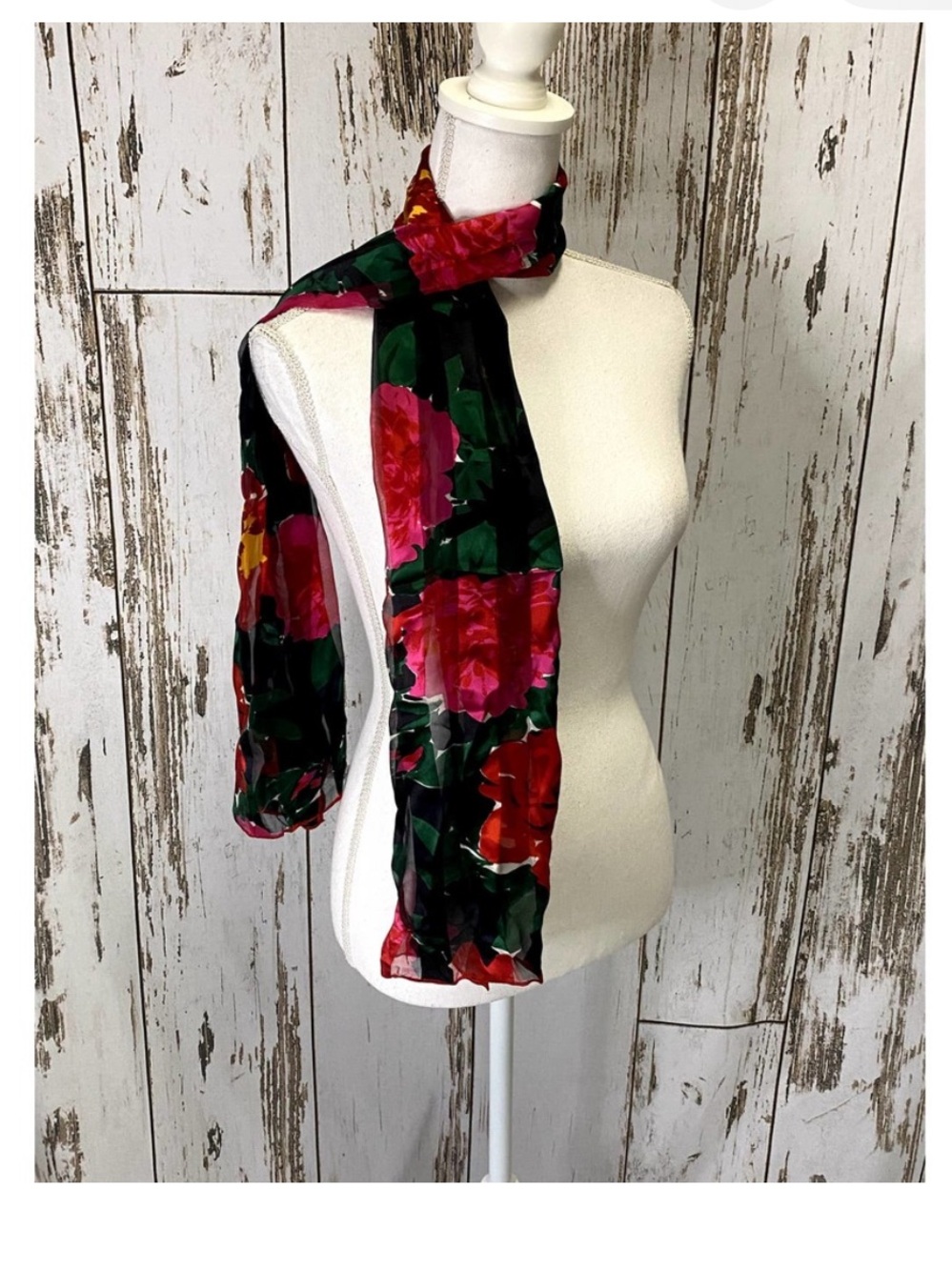 Echo Silk Floral Scarf Black Hot Pink Green Yellow